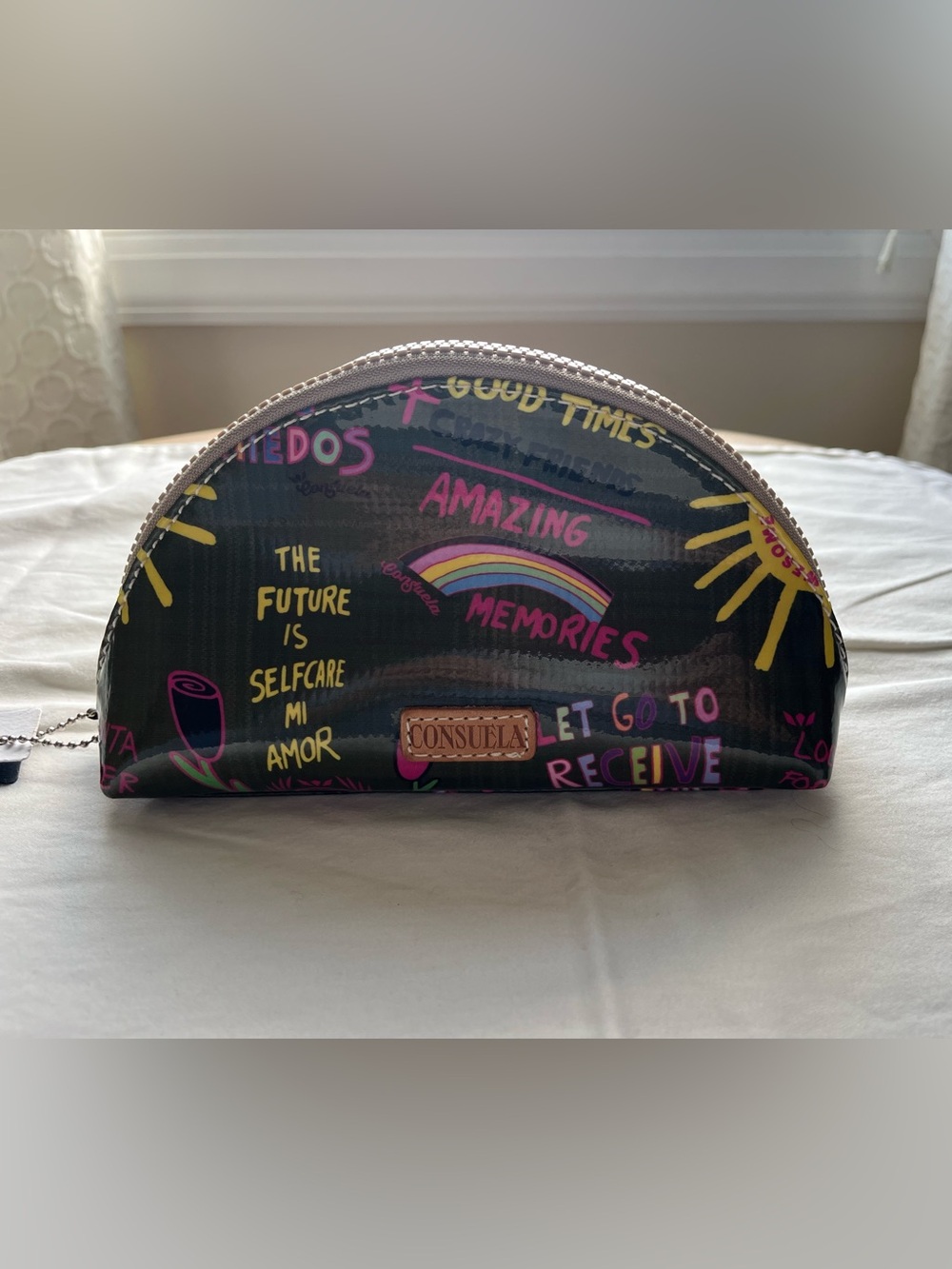 Consuela Medium Domed Olive Graffiti Make Up Bag
